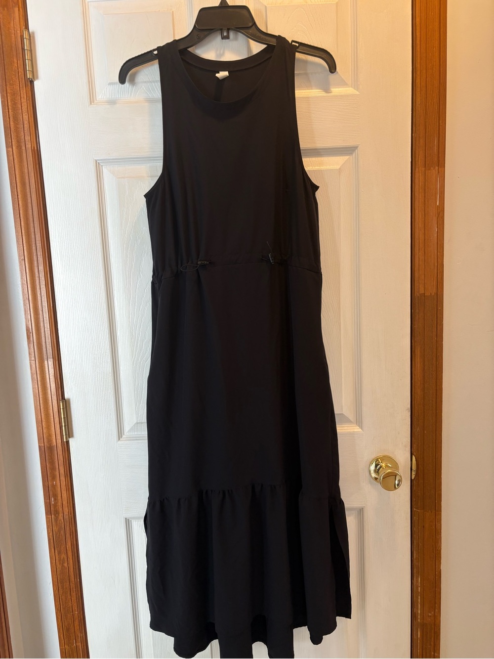 ZELLA DRESS pursuit Drawcord Sleeveless Tiered Midi Dress Zip Pockets Medium